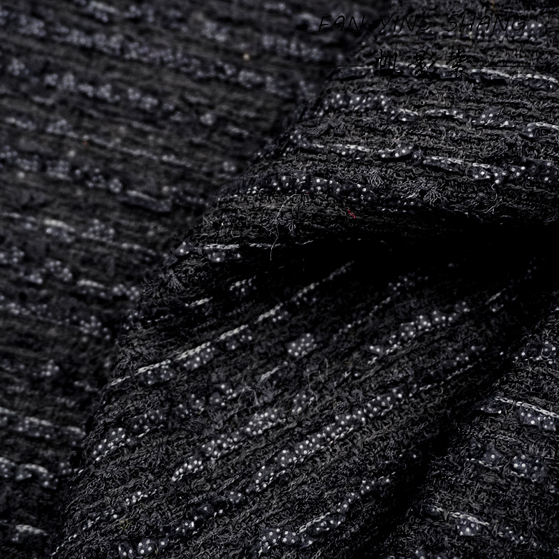 Sewing Tweed Fabric - 2025 Frühlings-Winter-Klassiker aus schwarzem Tweed-Stoff für
