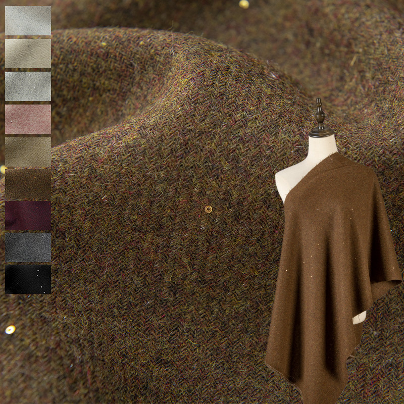 Sewing Tweed Fabric - Sternenhimmel-Pailletten-Tweed-Stoff aus Wollmischung, Meterware für Kleidung,