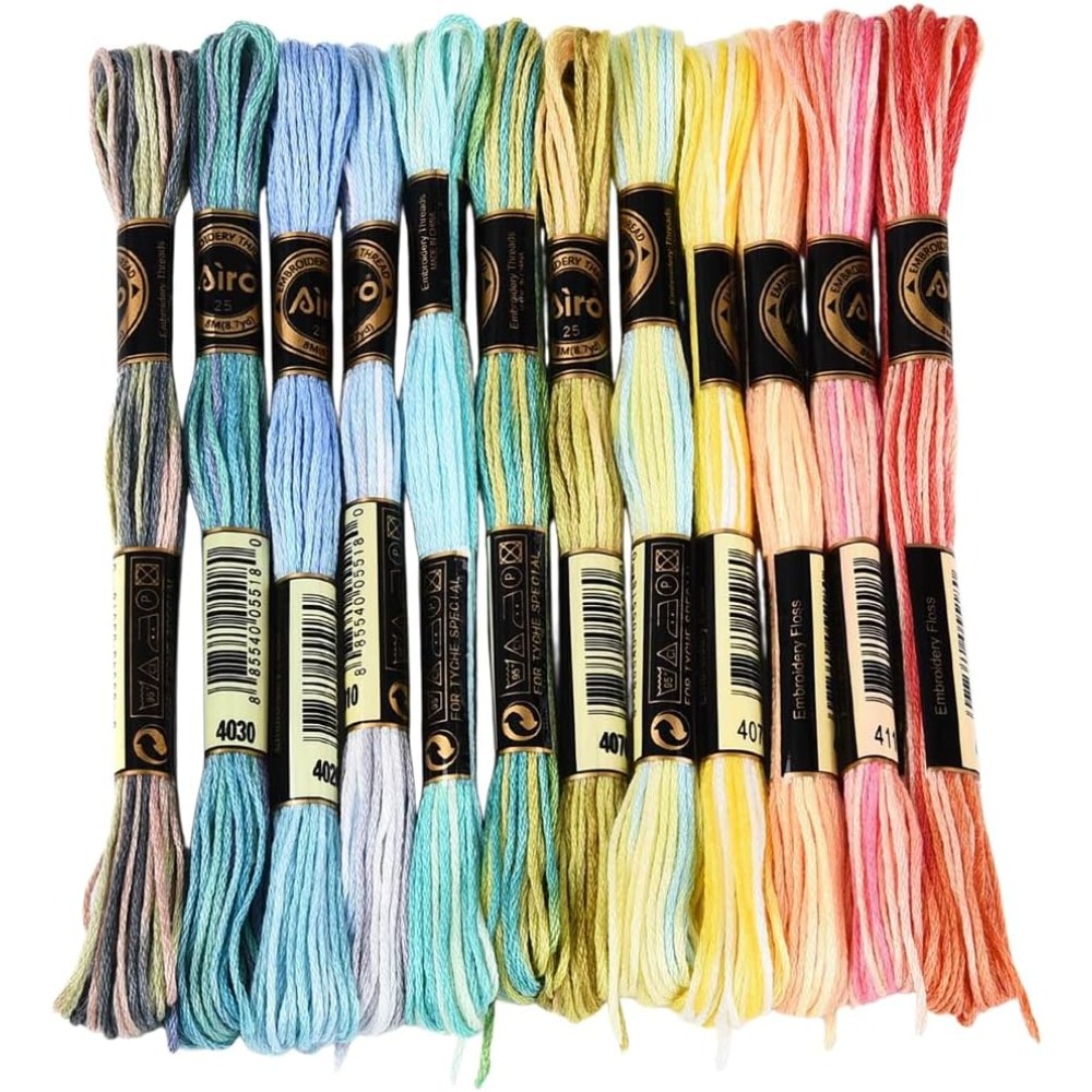 Embroidery Floss Thread - 12 Stränge 105 Yards 6-fädiger Melierter
