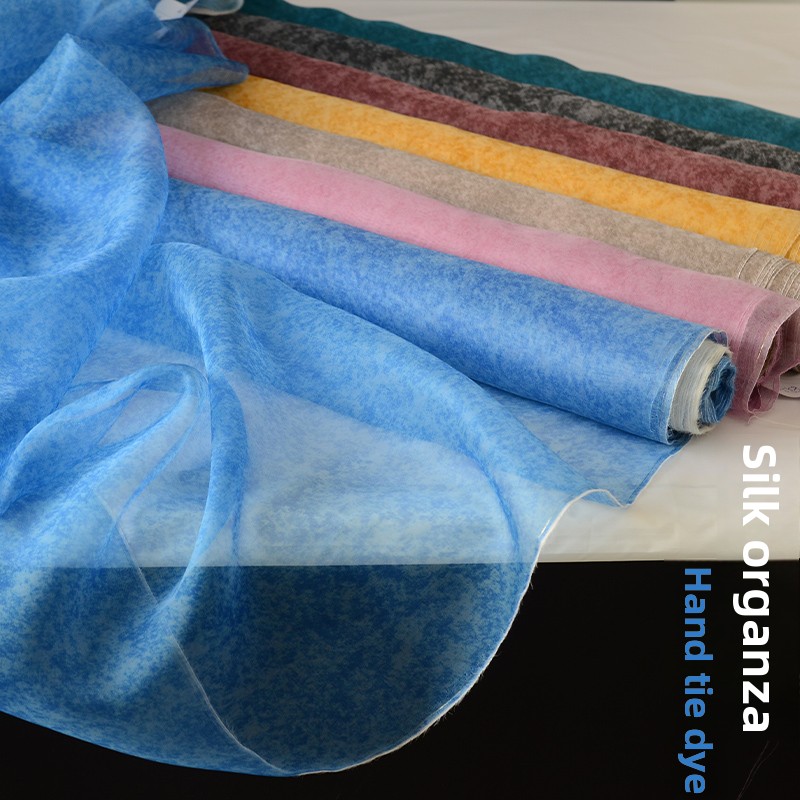 Sewing Tie Dye - Batik-Seidenorganza-Stoff zum Selbermachen, Nähen, handgefertigtes Smock-Kleid,