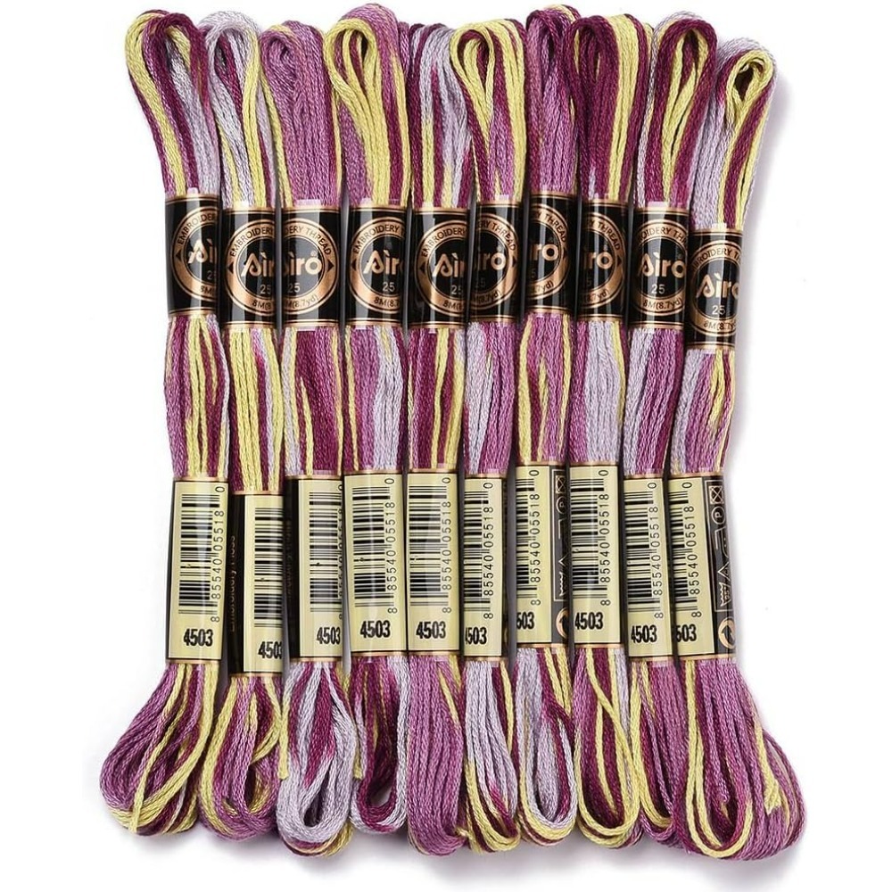 Embroidery Floss Thread - 6-strängige lila bunte Stickgarn mit Farbverlauf,