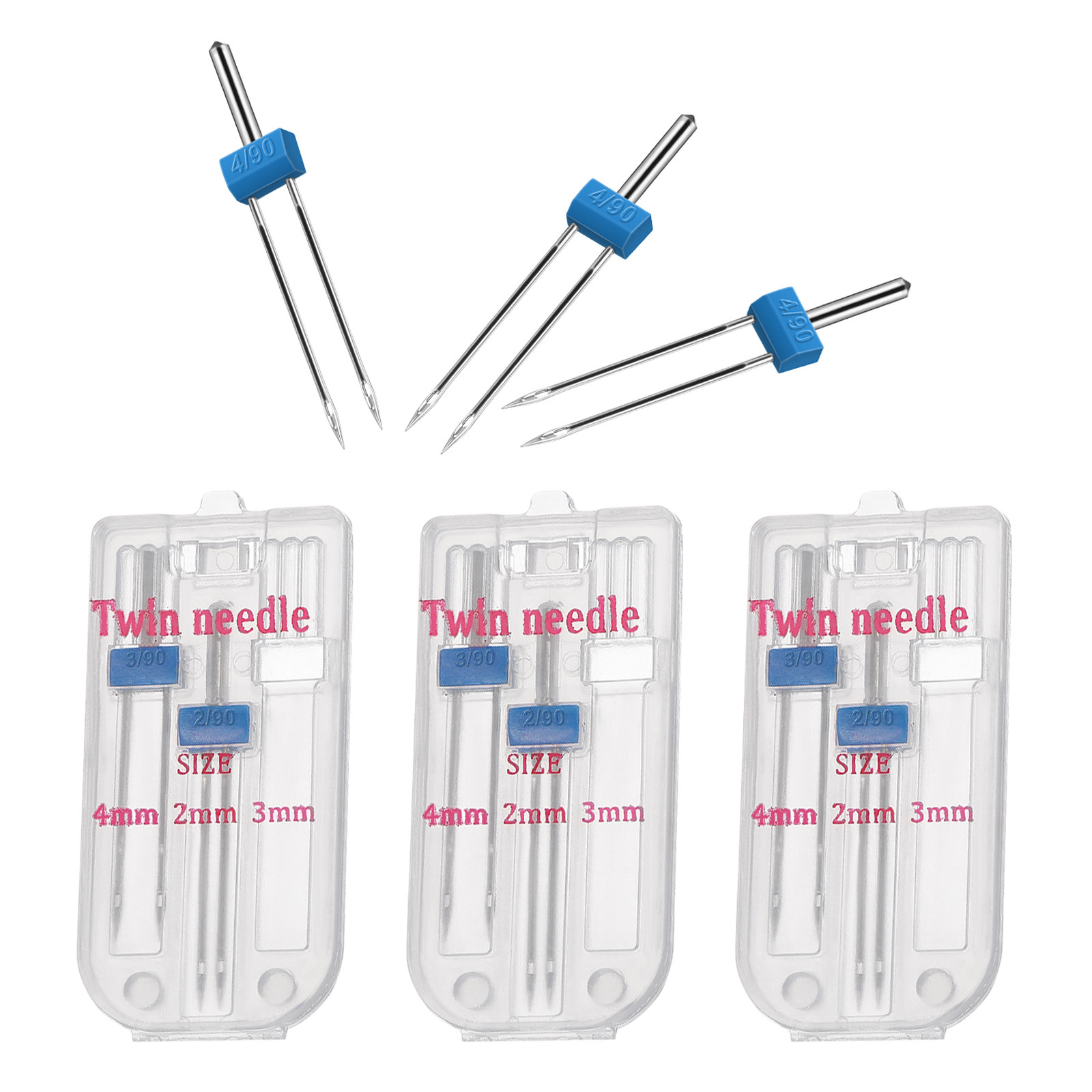Twin Needle Stretch - 9-teiliges Doppel-Nähmaschinennadel-Set, Kompatibel mit 2mm, 3mm,