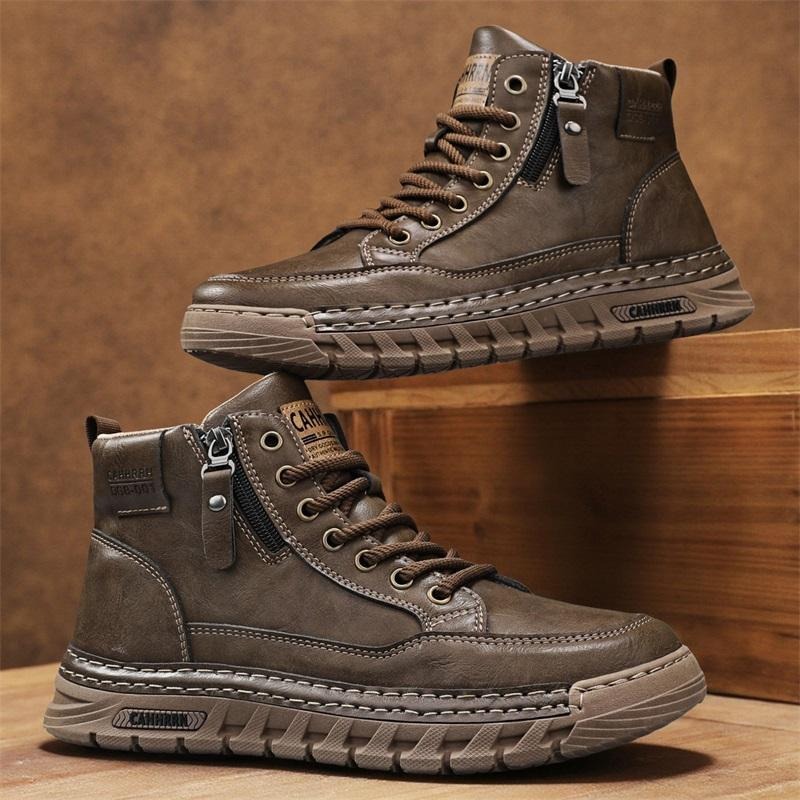 Sewing Cloth - Herren Leder High-Top Stiefeletten Frühling Winter