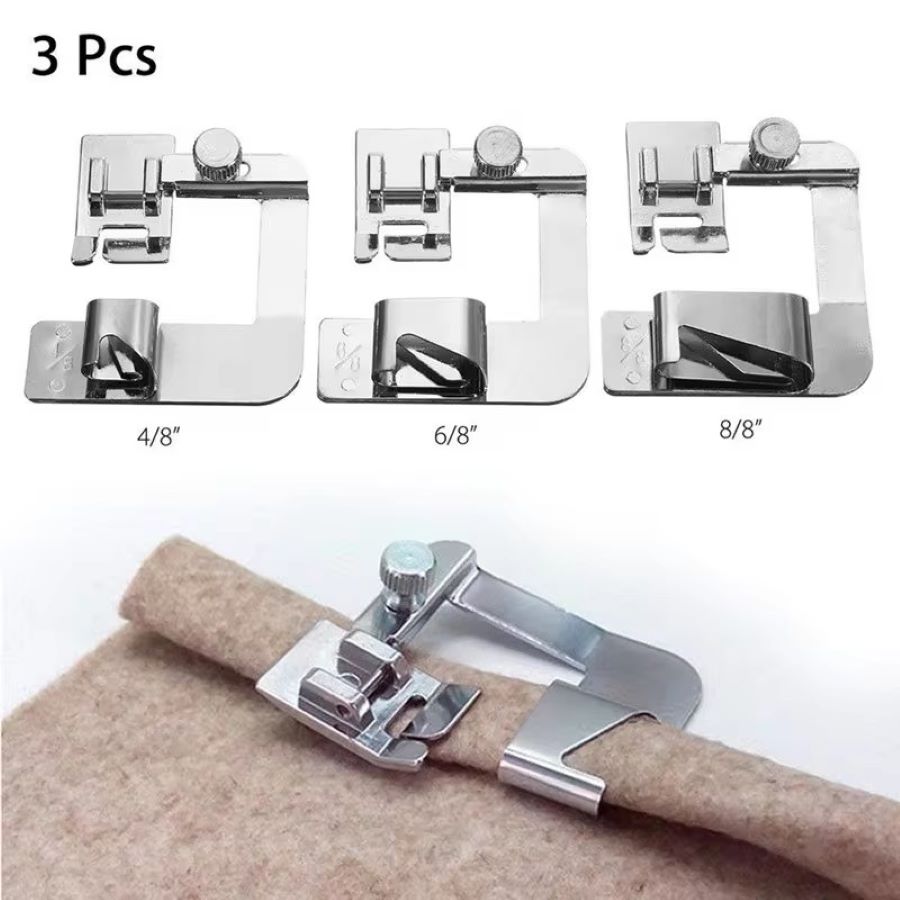 Sewing Factory - 1-3 Stück 13/19/25mm Nähmaschinen-Fußpresserfuß, Rollsaumfuß für
