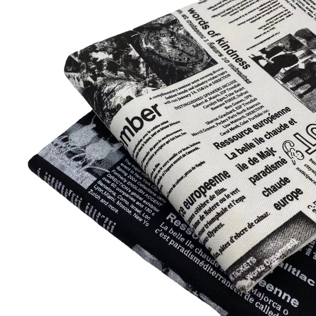 Sewing Tweed Fabric - Vintage Retro Schwarz Weiß Zeitung Graffiti