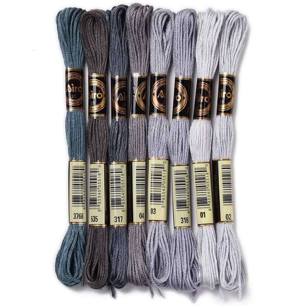 Embroidery Floss Thread - 8 Stränge, 70 Yards, graue Freundschaftsarmbänder,