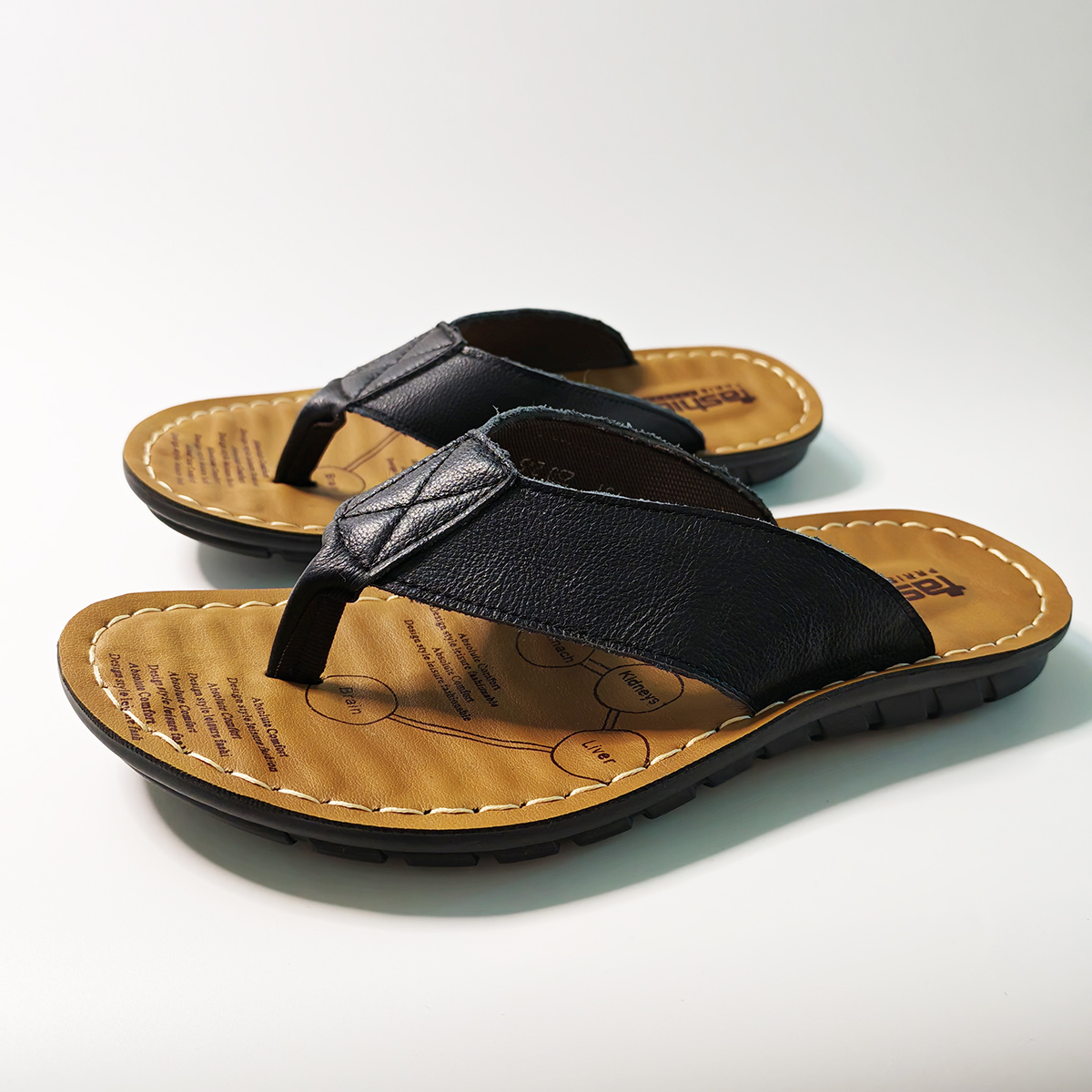 Sewing Net - Sommerschuhe Herren-Hausschuhe aus echtem Leder, flache