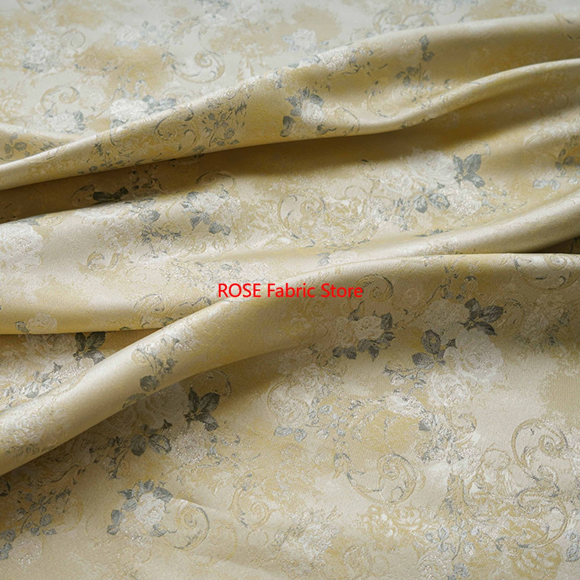 Sewing Vest - 1 Meter hellgelber, heller Seiden-Rosen-Jacquard-Stoff, weiche