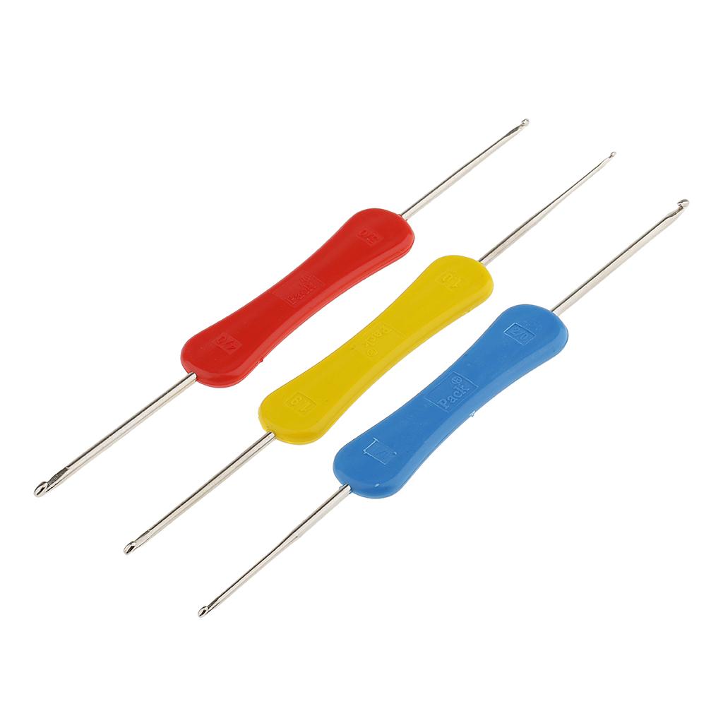 Textile Sewing Kit - 3 gemischte Häkelnadeln mit doppelseitigem Griff,