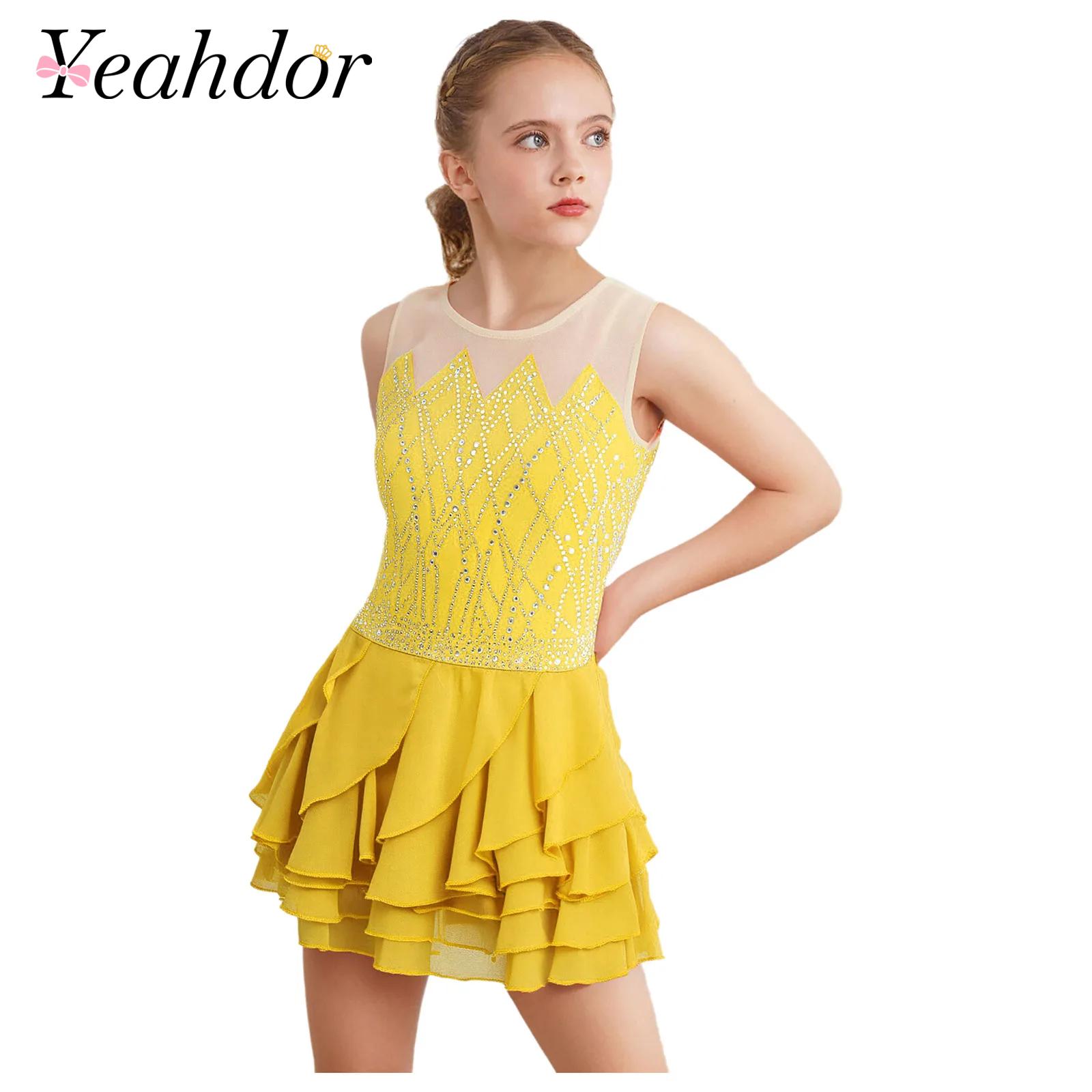 Sewing Vest - Mädchen Mesh Eiskunstlauf Kleid Tanz Trikots