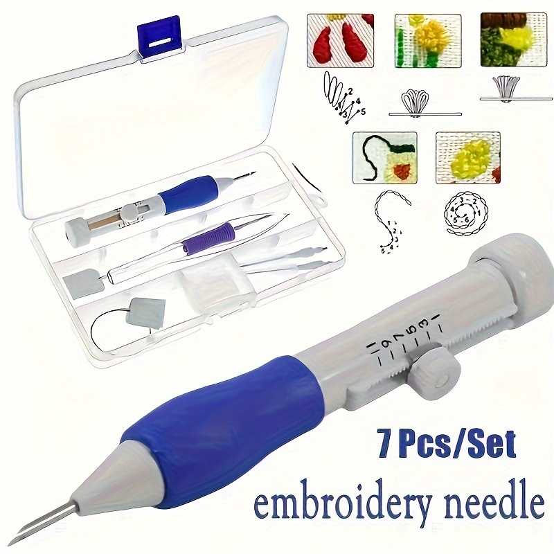 Textile Sewing Kit - 7-teiliges Stickerei-Stanznadel-Nähwerkzeug-Set zum Handstricken und Nähen,