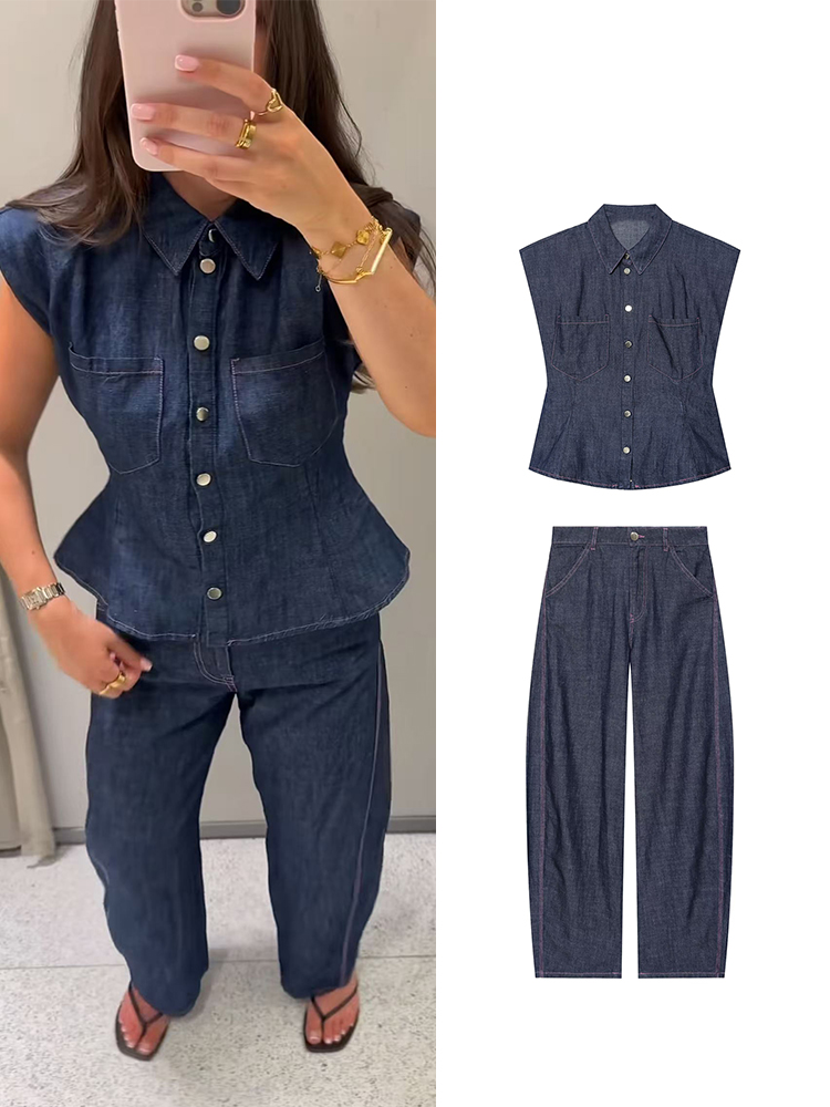 TFMLN Damen Denim-Hosen-Set Sc – Shoulder Pad Set In Bewertung und Preis