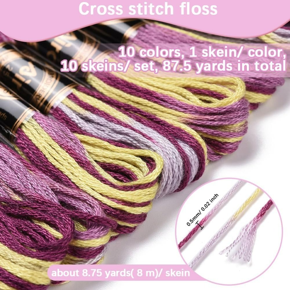 6-strängige lila bunte Stickga – Embroidery Floss Thread Bewertung und Preis