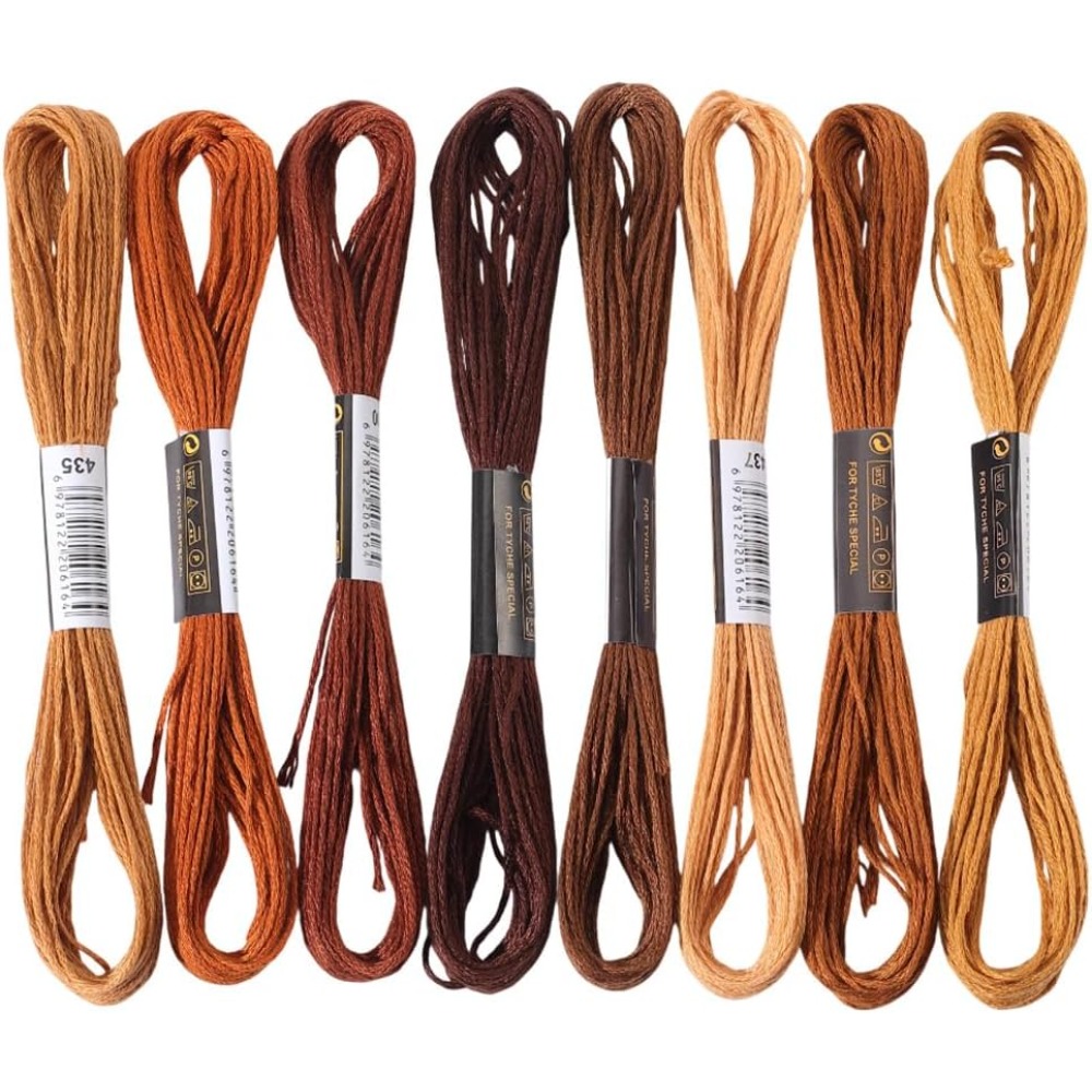 8 Stränge 6-fädiger brauner St – Embroidery Floss Thread Bewertung und Preis