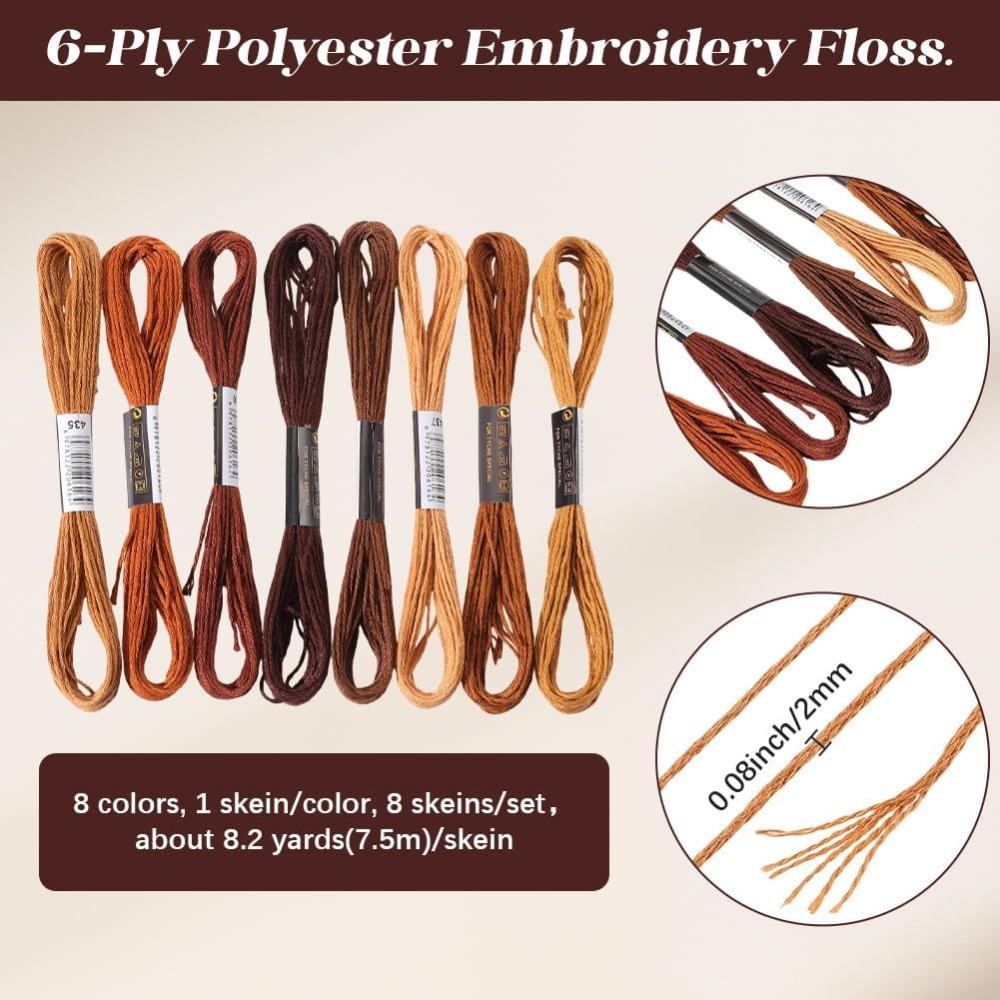 8 Stränge 6-fädiger brauner St – Embroidery Floss Thread Bewertung und Preis