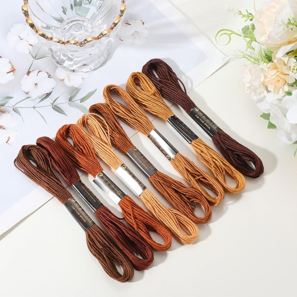 8 Stränge 6-fädiger brauner St – Embroidery Floss Thread Bewertung und Preis