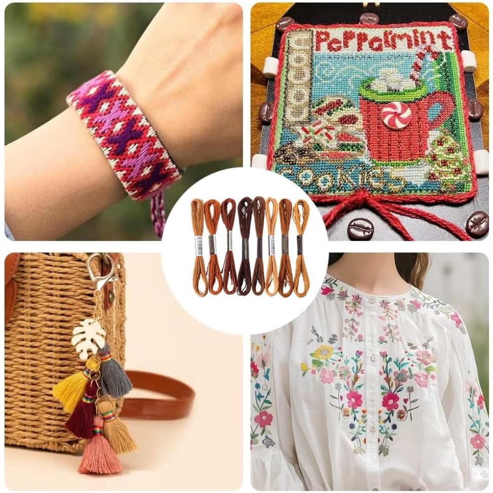 8 Stränge 6-fädiger brauner St – Embroidery Floss Thread Bewertung und Preis