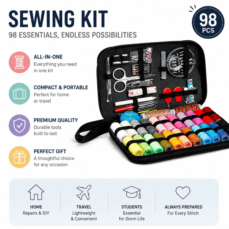 68/98-teiliges Nähzubehör-Set, – Textile Sewing Kit Bewertung und Preis