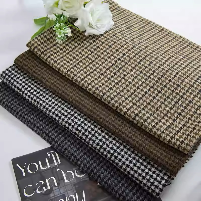 Heller Kaffee, kleiner Hahnent – Sewing Tweed Fabric Bewertung und Preis