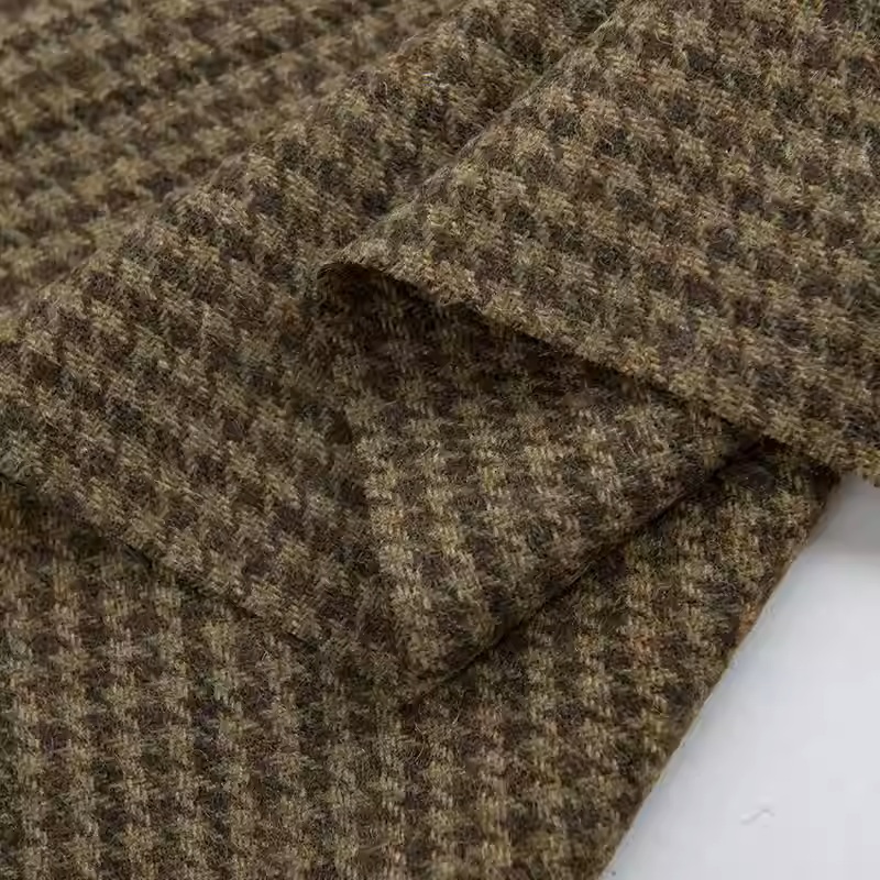 Heller Kaffee, kleiner Hahnent – Sewing Tweed Fabric Bewertung und Preis